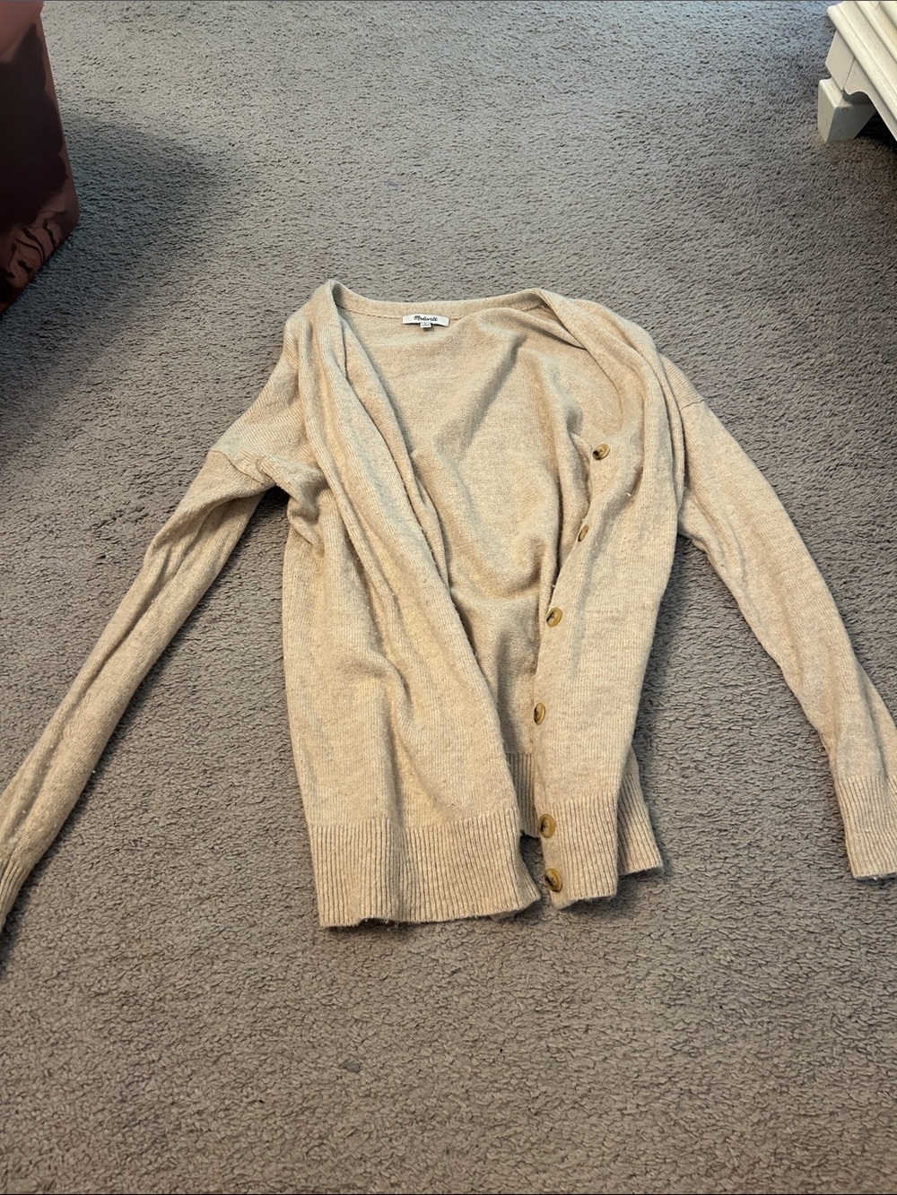 Madewell Classic Women's Button-Front Cardigan Sweater in Beige